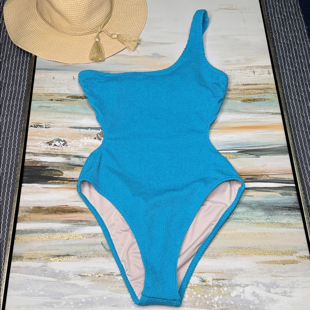 Elegant Blue One-Shoulder Women's Swimsuit